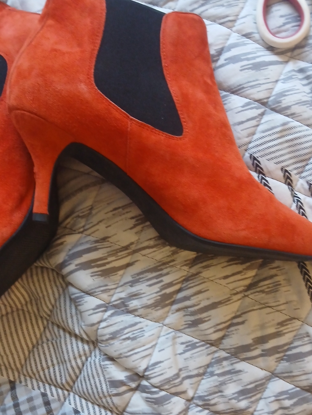 Women's Orange Suede Ankle Booties - Stylish Pointed Toe By The Shoe Bear Size 9